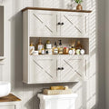 Vabches Bathroom Wall Cabinet, Farmhouse Medicine Cabinet with 4 Barn Doors, Large Wooden Vintage Storage Cabinet Wall Mounted for Bathroom, Kitchen, Rustic White by Vabches