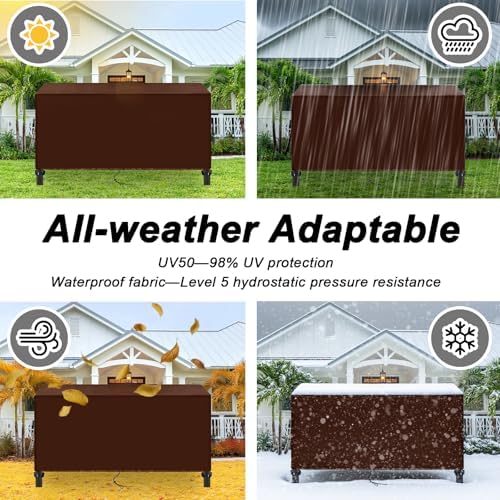 UPGRADE Outdoor Furniture Covers, Custom Size 76"(L) x 28"(W) x 34"(H) Rectangular Patio Table and Chair Waterproof Covers, Heavy Duty 420D, Coffee - Image 4