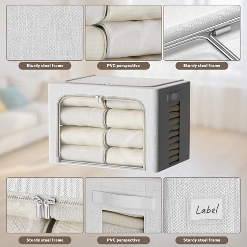 FHSQX 6 Pack Clothes Storage Bins Lvory White, 15.7x11.8x9.8inch(30L) - Image 2