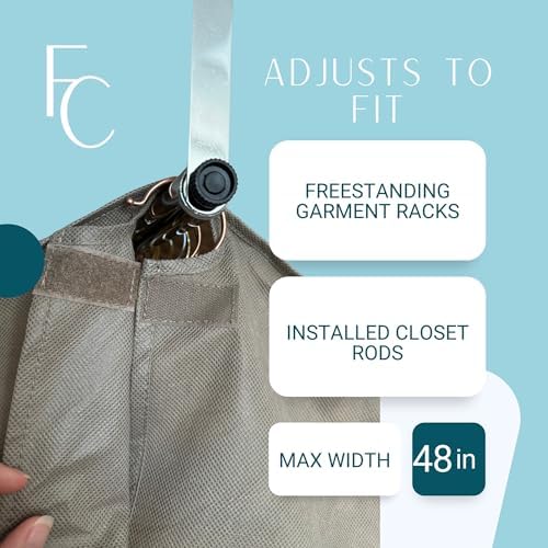 Garment Cover for Closet Rod and Portable Clothing Rack Shoulder Dust Cover - Protect Your Wardrobe in Style - Adjustable to fit 26" to 48" long - 4 Pack - Image 4