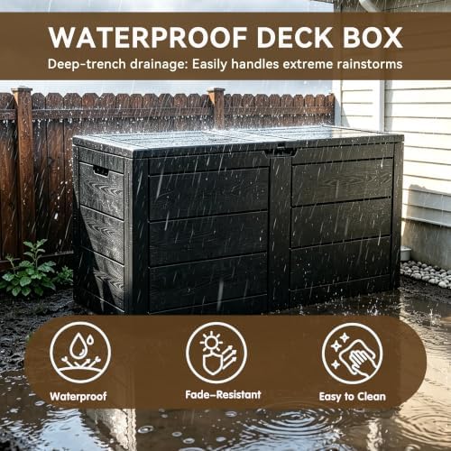 70 Gallon Deck Box, Outdoor Storage Box Waterproof, Patio Storage - Image 3