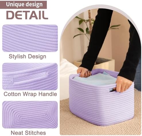 OIAHOMY 4 Pack Storage Baskets for Organizing 15L Cube Storage Bins Purple - Image 3