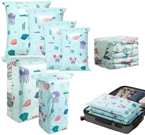 6 Pack Multi-Size Pump-Free Vacuum Storage Bags, Large Cube Vacuum Seal Bags, Space Saver Bags for Clothes, Comforters, Blankets by Qeuxv