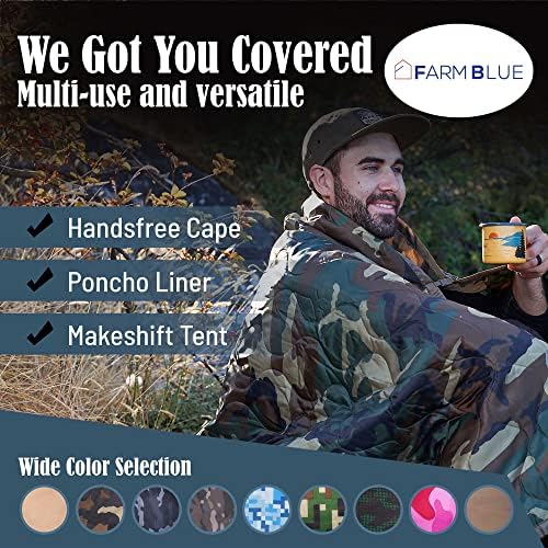 Farm Blue Jungle Camo Army Camping Blanket - Authentic and Improved Woobie Blanket Poncho Liner - Lightweight, Multi-Functional, All Weather, Versatile - Go Backpacking or Car Camping Outdoor - Image 2