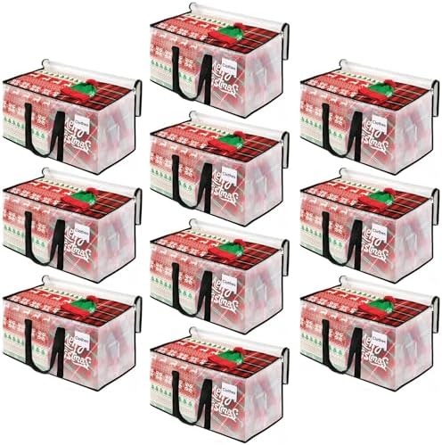 BlissTotes Moving Bags, 10-Pack Storage Bags, Moving Boxes Heavy Duty Extra Large, Moving Totes, Clear moving Bag, Reinforced Handles & Tag Pocket (93L) by BlissTotes