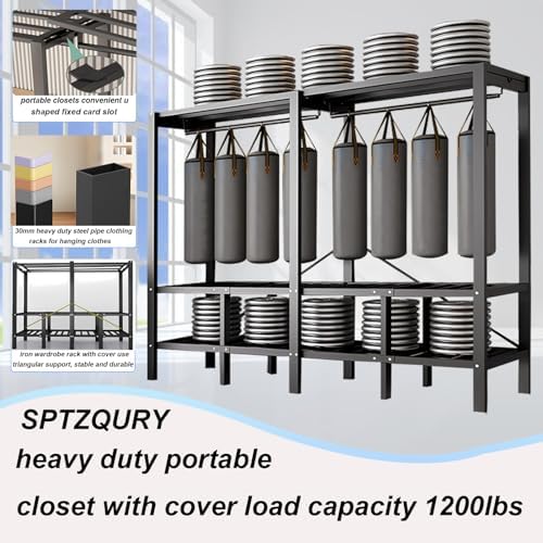 59.1in Heavy Duty Portable Closet with Cover 2000Ibs (grey, 59.1in/150cm) - Image 5