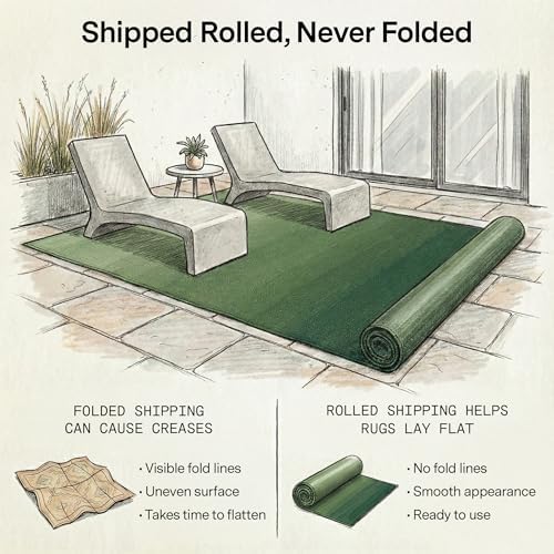 Fab Habitat Ombre Outdoor Rug - Waterproof, Fade Resistant, Crease-Free - Premium Recycled Plastic - Striped - Patio, Porch, Deck, Balcony - Big Sur - Green - 3 x 5 ft - Image 4