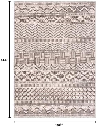 SAFAVIEH Washable Rug Outdoor Courtyard Collection - 9' x 12', Grey & Brown, Non-Shedding & Easy Cleaning, Ideal for Patio, Backyard, Mudroom (CY8196-36312) - Image 6
