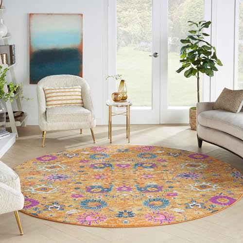 Nourison Home Passion Sunburst 8' x Round Area Rug, Boho, Moroccan, Bed Room, Living Room, Dining Room, Kitchen, Easy Clean, Non Shedding, (8' Round) - Image 3