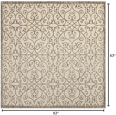 Eyely Filigree Weave Square Rug 5X5 Beige/Brown, Indoor Outdoor Rug - Image 2
