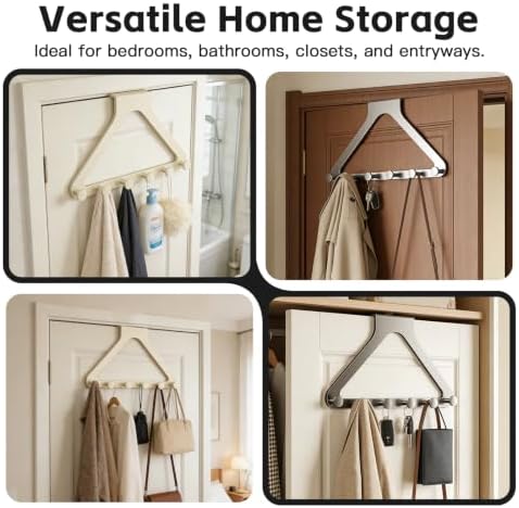 Over the Door Hanger Organizer, Home Storage Hooks, Gray＆Beige, 2 Pcs - Image 5