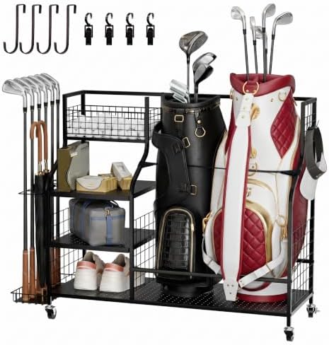 Golf Storage Organizer for Bags, Extra Large Golf Club Racks for Garage Golf Bag Stand Holder for Golf Equipment Accessories by LhysnWeareprofessionalracksellerwith20yearsofexperience