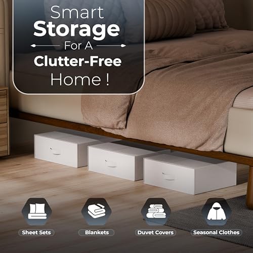 TIMBLE Bed Sheet Organizers & Storage, 10 Pack for King, Queen & Large Sheet Sets, Closet Organizer for Linens, Clothes, Blankets & Bedding, Foldable Fabric Bins with Handle, Name Tag & Window (Beige) - Image 5