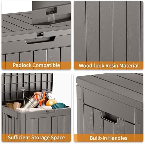 Vixzen 35 Gallon Deck Boxes Outdoor Waterproof, Lockable Resin Storage Box with lid for Furniture Cushions, Weatherproof Containers Outside Storage Boxes for Garden Patio Pool Tools(Black, 35 Gallon) - Image 4
