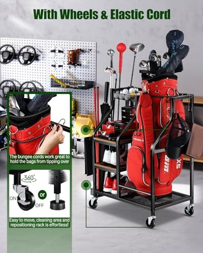 FHXZH Golf Bags Storage Garage Organizer - Golf Bag Stand with Wheels - Image 4