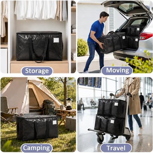 Songrey Extra Large Heavy Duty Moving Bags, 12 Pack, Black - Image 7