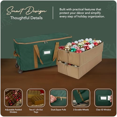 Covermates Rolling Adjustable Ornament Storage Bag, 25.5"W x 13"D x 12.5"H - Image 4