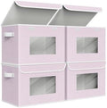 Univivi Fabric Foldable Storage Boxes with Lids, 4 Pack, Pink by Univivi