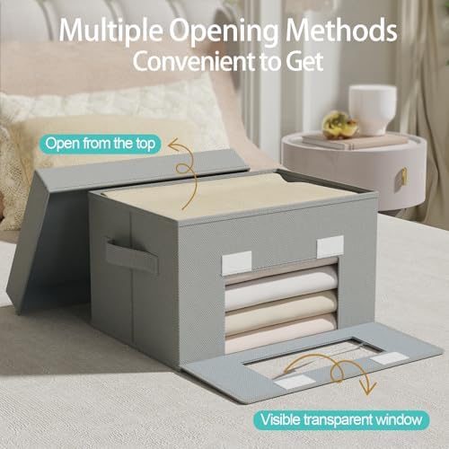 Fabric Storage Bins with Lids, 2 Pack, Grey, 15x9.8x9.8 In - Image 5