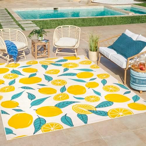Gertmenian Premium Indoor/Outdoor Loop Area Rug - 8x10 Large, Durable, Easy-Cleaning & Non-Shedding, Ideal for High Traffic Areas in Deck Patio or Mudroom - Lemons, Yellow, 19491 - Image 2
