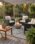 Rugs.com - Outdoor Aztec Rug – 5 Ft Square Charcoal Gray Indoor/Outdoor Rug – Flatweave Geometric Design for Patios, Decks, and Porches by Rugscom