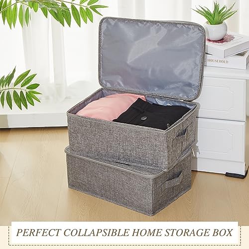 Soaoo 5 Pcs 15 x 10 x 6'' Fabric Storage Bins with Zipper Lids, Gray - Image 4