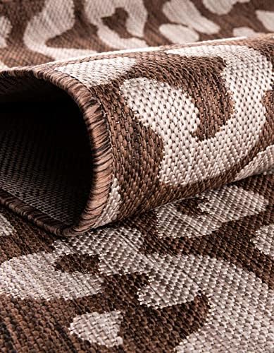 Unique Loom Outdoor Safari Collection Area Rug - Leopard (10' Square, Brown/ Light Brown) - Image 6