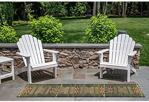 Liora Manne Marina Low Profile Durable Indoor/Outdoor Woven Rug- Tribal Stripe Green 1'11" x 7'6" - Image 5