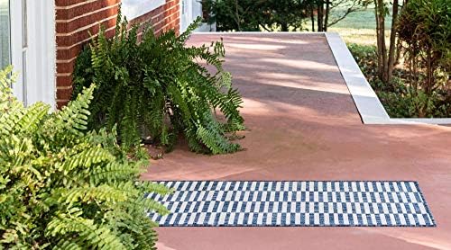 Unique Loom Outdoor Striped Collection Area Rug - Striped (2' x 6' 1" Runner, Blue/Ivory) - Image 4