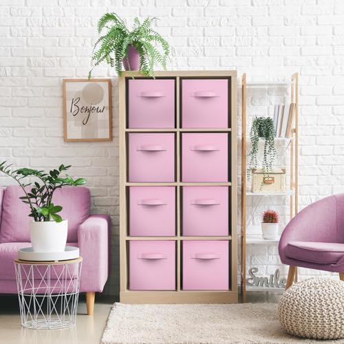 Sorbus Fabric Storage Cubes, 8 Pack, with Handles (13 Inch, Pastel Pink) - Image 6