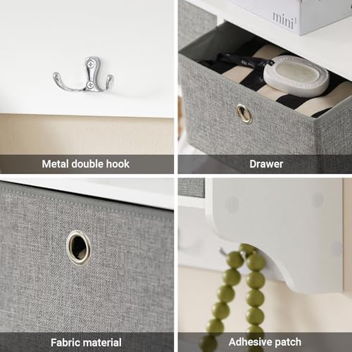 Haotian Wall Mount Entryway Coat Rack, Wall Size, White - Image 7