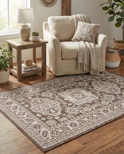 Rugs.com - Outdoor Aztec Rug – 3' 1 x 5' 3 Brown Indoor/Outdoor Rug – Weather-Resistant and Easy-Clean for Patios, Decks, and Porches by Rugscom