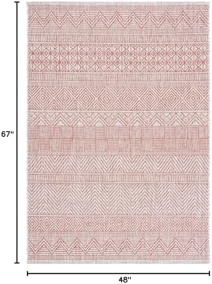 SAFAVIEH Washable Rug Outdoor Courtyard Collection - 4' x 5'7", Beige & Rust, Non-Shedding & Easy Cleaning, Ideal for Patio, Backyard, Mudroom (CY8196-36512) - Image 5