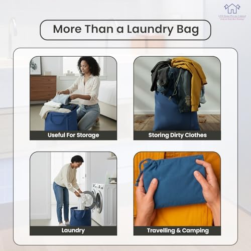 LFH Home Large Premium Cotton Rich Canvas Laundry Bag with Drawstring and Handles Heavy Duty, Multi-Use, and Washable for Home, Travel, College or Storage 28x36 (Pack of 6)-Sky Blue - Image 6