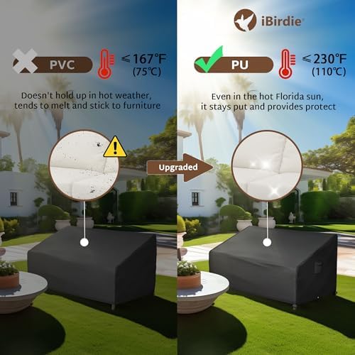 iBirdie Patio Furniture Sofa Cover 58 x 33 x 32 inch, 2-Seater Outdoor Waterproof Couch Loveseat Bench Cover, Black - Image 5