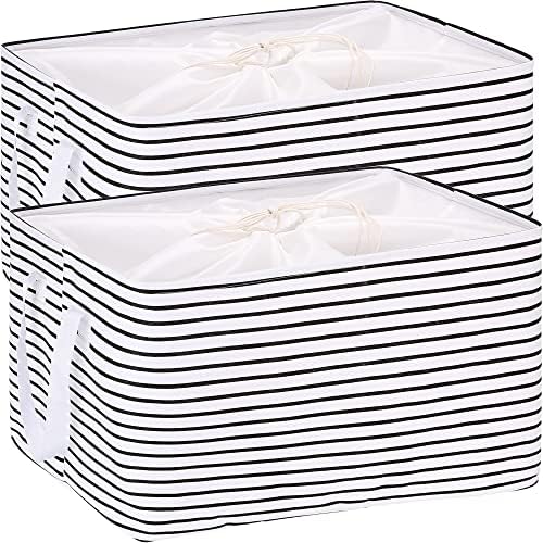 Hinwo 102L XXL Canvas Storage Bin with Lid and Handles, 2-Pack by Hinwo