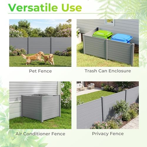 GIANTEX No-Dig Air Conditioner Fence, 3 Panels, 48''W x 36''H, Gray - Image 2