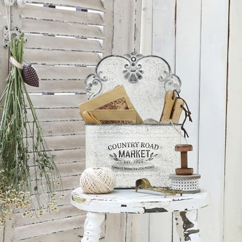 Hanging Storage Baskets Metal Wall Baskets for Mail, Files, Books & Accessories, Wall-Mounted Organizer for Entryway, Kitchen, Office, French Farmhouse Decor（White） - Image 5