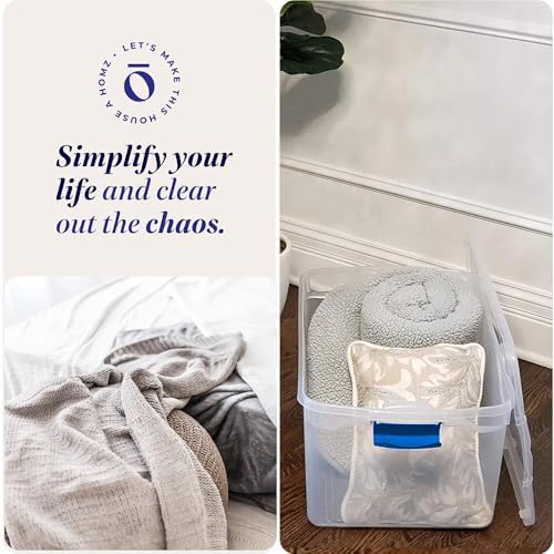 HOMZ Clear Plastic Storage Bins w/Latching Lid, 66 Qt, Blue Latch, 2 Pack - Image 6