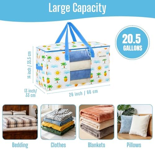 VENO Moving Bags, Wide Open Top, Clear Window, Tropical Island, 8 Pack - Image 2