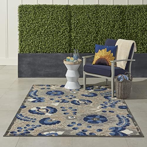 Nourison Home Aloha Natural Blue 5'3" x 7'5" Area Rug - Easy Clean, Non Shedding, Bed Room, Living Room, Dining Room, Kitchen (5' x 8') by NourisonHome
