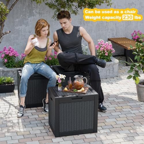 Vixzen 31 Gallon Deck Boxes Outdoor Waterproof, Resin Lockable Storage Box for Patio Cushions Storage Furniture, Garden Tools, Pool Supplies, Weatherproof and UV Resistant(Black, 31 Gallon) - Image 4