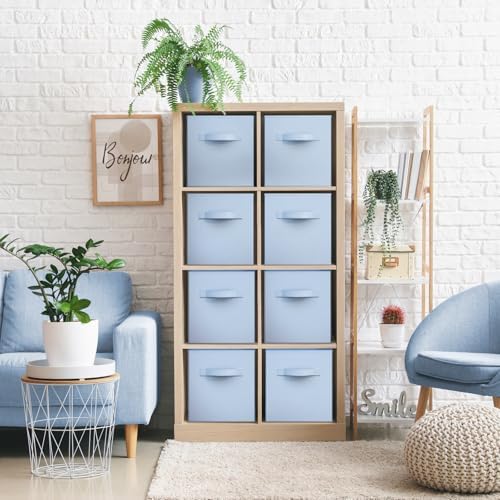 Sorbus Fabric Storage Cubes, 8 Pack, with Handles (13 Inch, Pastel Blue) - Image 6