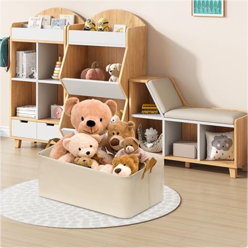 SNWDN 6 Pack Closet Cloth Storage Bins with Handles (Beige 15''L x 10.2''W x 8.2''H) - Image 6