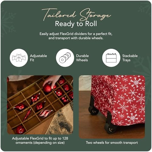Covermates Rolling Adjustable Ornament Storage Bag, 25.5"W x 13"D x 18.5"H - Image 5