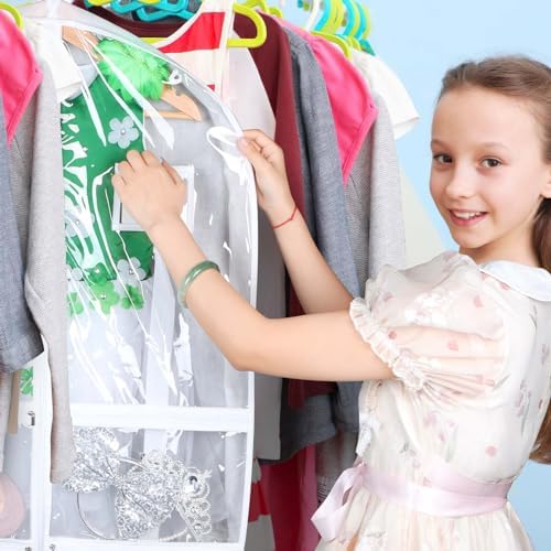 Syeeiex 40 Inch Clear Dance Costume Garment Bag, White, 5 Pack - Image 4