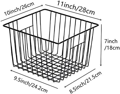 Slideep Wire Metal Basket Bin Storage Baskets Modern Farmhouse Food, Vegetable, Shampoo, Clothes, Fruits Storage Organizer Basket for Kitchen Pantry Bathroom Black 3 Packs - Image 5