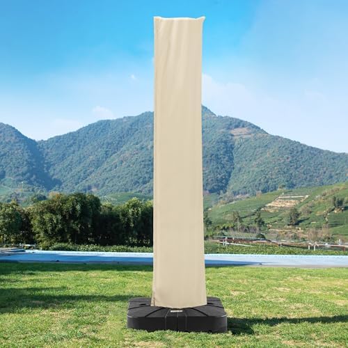 Cantilever Patio Umbrella Cover with Zipper and Pole, Beige by MEVBC