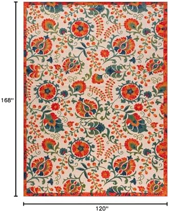Nourison Home Aloha Red Multicolor 10' x 14' Area Rug - Easy Clean, Non Shedding, Bed Room, Living Room, Dining Room, Kitchen (10' x 14') - Image 2