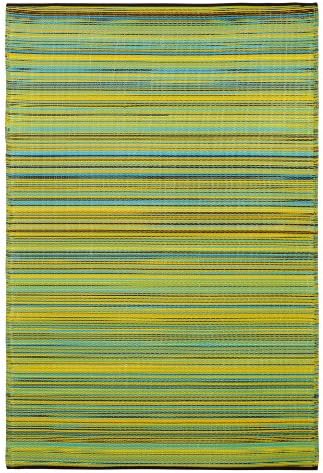Fab Habitat Outdoor Rug - Waterproof, Fade Resistant, Crease-Free - Premium Recycled Plastic - Striped - Large Patio, Deck, Sunroom, Camping, RV - Cancun - Lemon & Apple Green - 6 x 9 ft - Image 2